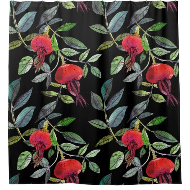 Botanical watercolor drawing dogrose pattern. Brig (Front)