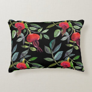 Botanical watercolor drawing dogrose pattern. Brig Accent Pillow