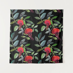 Botanical watercolor drawing dogrose pattern. Brig Tapestry