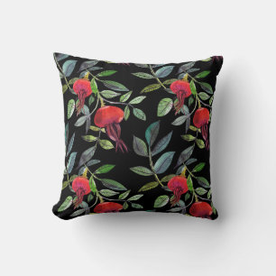 Botanical watercolor drawing dogrose pattern. Brig Throw Pillow