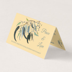 Botanical Watercolor Eucalyptus Peace Love Card