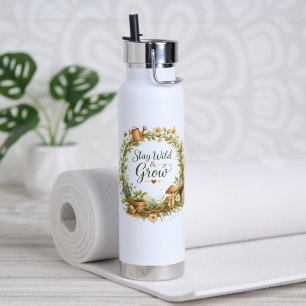 Botanical Watercolor Floral Wreath Inspirational Water Bottle