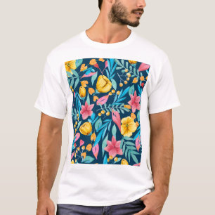 Botanical watercolor: flowers, leaves ornament. T-Shirt