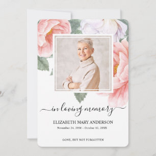 Botanical Watercolor Funeral Sympathy Prayer Card