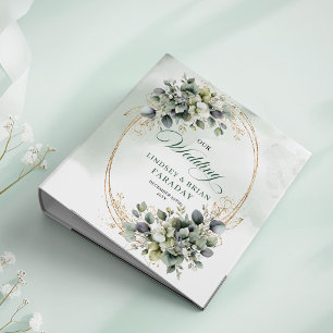 Botanical Watercolor Green Gold Wedding Memory Alb Binder