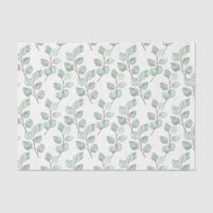 Botanical Watercolor Green Leaves Rustic Foliage Tissue Paper