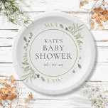 Botanical Watercolor Greenery Baby Shower Paper Plate<br><div class="desc">Featuring delicate watercolor leaves,  these modern gender-neutral baby shower,  sprinkle or couples shower paper plates can be personalized with your special event details. Designed by Thisisnotme©</div>