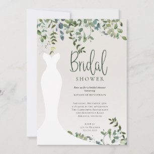 Botanical Watercolor Greenery Bridal Shower Invitation