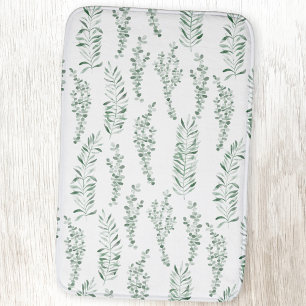 Botanical Watercolor Greenery Leaves Bath Mat