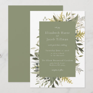 Botanical Watercolor Greenery Wedding Invitation