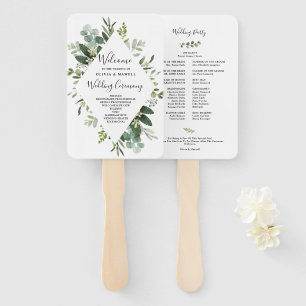Botanical Watercolor Greenery Wedding Program Fan