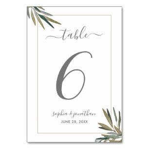 Botanical Watercolor Herb Custom Number Wedding Table Number