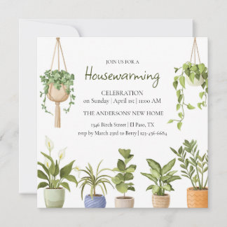 Botanical Watercolor Housewarming Party Invitation