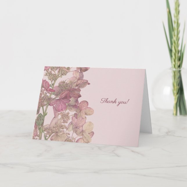 Botanical Watercolor Hydrangea Thank you Card (Front)