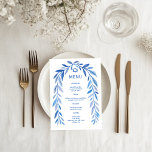 Botanical Watercolor Jewish Event Bar Bat Mitzvah Menu<br><div class="desc">Perfect menu card for a bat mitzvah, bar mitzvah or other Jewish celebration! Hand drawn delicate leaf trame art for you! FULLY CUSTOMIZABLE! Click on “Personalize” above to edit the text. Click "edit using design tool" to adjust the fonts, colours and placements and to add text to the back side...</div>