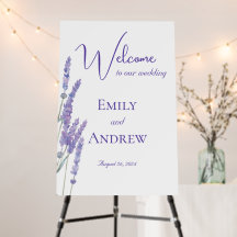 Botanical Watercolor Lavender Wedding Welcome Sign