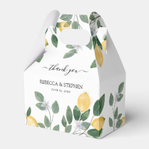 Botanical Watercolor Lemon & Greenery Wedding Favor Box