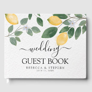 Botanical Watercolor Lemon & Greenery Wedding Guest Book