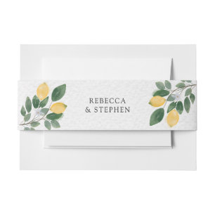 Botanical Watercolor Lemon & Greenery Wedding Invitation Belly Band