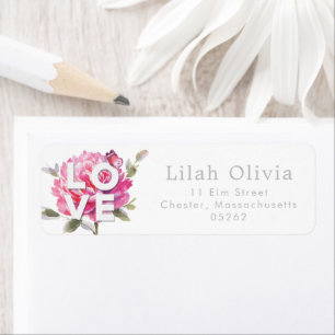 Botanical Watercolor Love Script Personalized