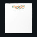 Botanical Watercolor Orange Personalized Name Notepad<br><div class="desc">Personalized Botanical Watercolor Orange Personal Stationery Notepad</div>