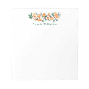 Botanical Watercolor Orange Personalized Name Notepad