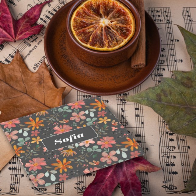 Botanical watercolor pattern custom grey square paper coaster (Creator Uploaded)