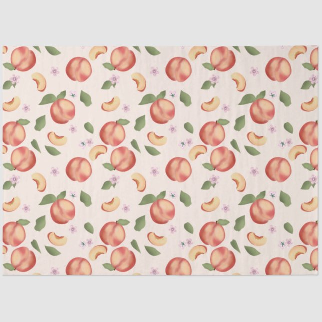 Botanical Watercolor Peaches & Blossoms  Tissue Paper (Front)