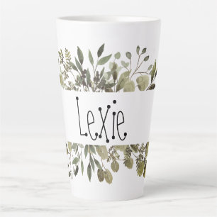 Botanical Watercolor Personalized  Latte Mug