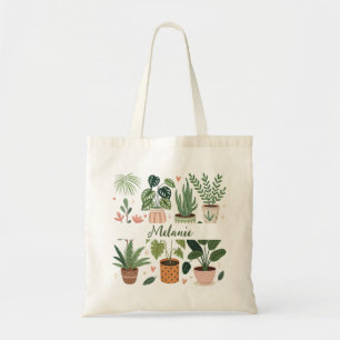 Botanical Watercolor Potted Plants  Tote Bag