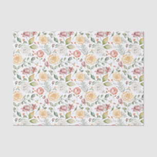 Botanical Watercolor Roses and Greenery Pattern  Tissue Paper
