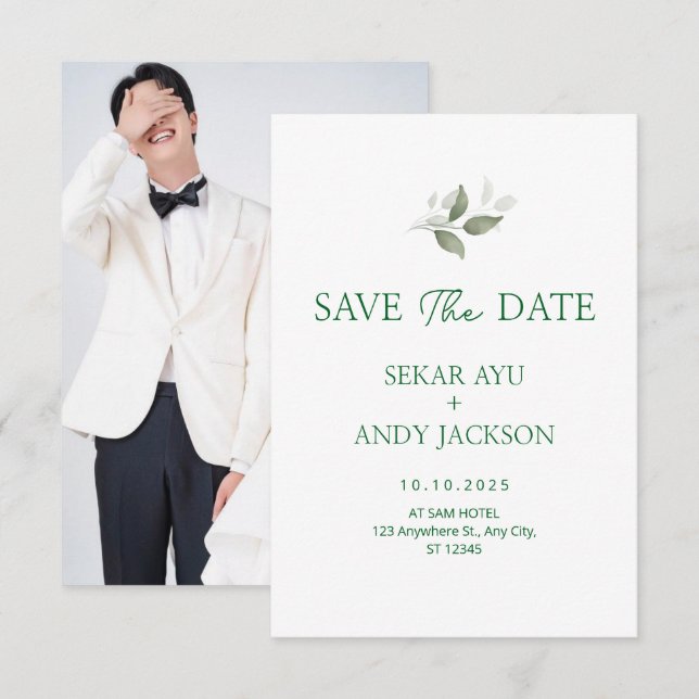 Botanical watercolor save the date (Front/Back)