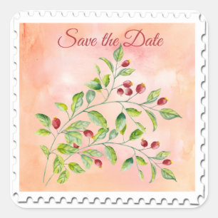 Botanical Watercolor Save the Date Square Sticker