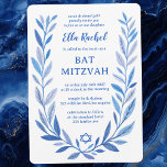 Botanical Watercolor Star of David Bar Bat Mitzvah Invitation<br><div class="desc">Perfect card to announce a bat mitzvah, bar mitzvah or other Jewish celebration! Hand drawn delicate leaf trame art for you! FULLY CUSTOMIZABLE! Click on “Personalize” above to edit the text. Click "edit using design tool" to adjust the fonts, colours and placements and to add text to the back side...</div>