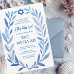 Botanical Watercolor Star of David Bar Bat Mitzvah Invitation<br><div class="desc">Perfect card to announce a bat mitzvah, bar mitzvah or other Jewish celebration! Hand drawn delicate leaf trame art for you! FULLY CUSTOMIZABLE! Click on “Personalize” above to edit the text. Click "edit using design tool" to adjust the fonts, colours and placements and to add text to the back side...</div>