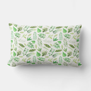 Botanical Watercolor Tropical Leaves Lumbar Pillow