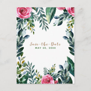 Botanical Watercolor Vintage Floral Save the Date Announcement Postcard