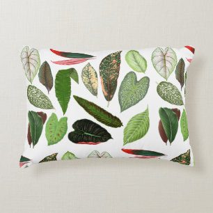 Botanical Watercolor Vintage Greenery Leaves Accent Pillow