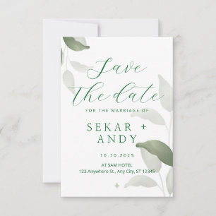 Botanical watercolor wedding save the date