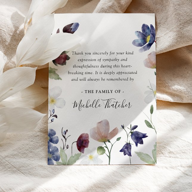 Botanical Watercolor Wildflower Funeral Thank You Card (Creator Uploaded)