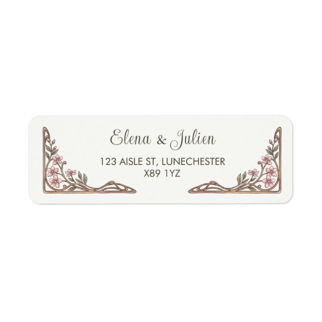 Botanical Wedding Invitation Return Address Labels (Front)