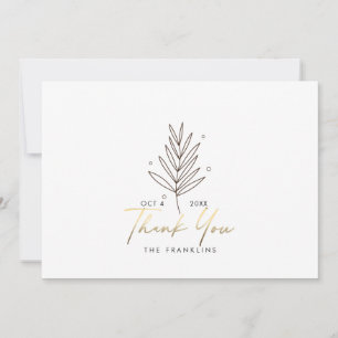 Botanical Wedding Logo Gold Thank You Card