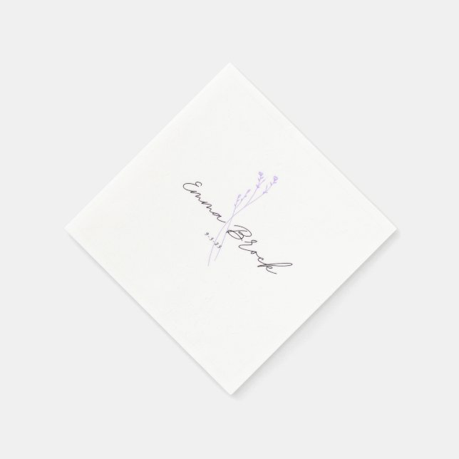 Botanical Wedding Napkin Simple Elegant (Corner)
