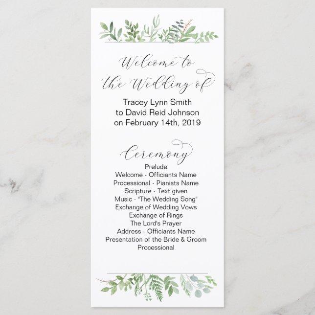 Botanical Wedding program (Front)