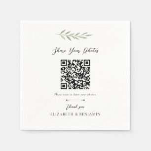 Botanical Wedding QR Code Share your Photos Napkin