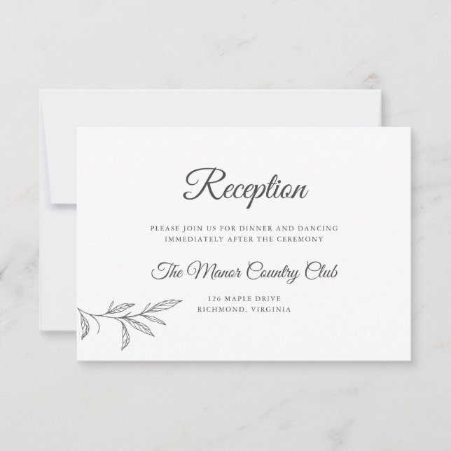 Botanical Wedding Reception Enclosure Card (Front)