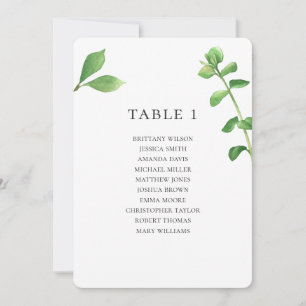 Botanical wedding seating chart. Summer leaves Invitation