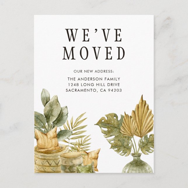 Botanical We've Moved New Address Moving Announcement Postcard (Front)