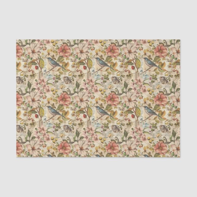 Botanical Whimsy Collage Tissue Paper (Front)