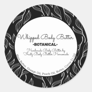 Botanical Whip Body Butter Bath Branding Packaging Classic Round Sticker
